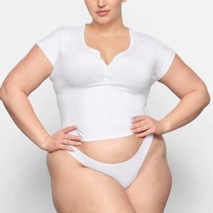 SKIMS New Vintage Henley T-Shirt in Snow *RARE* Size 2X